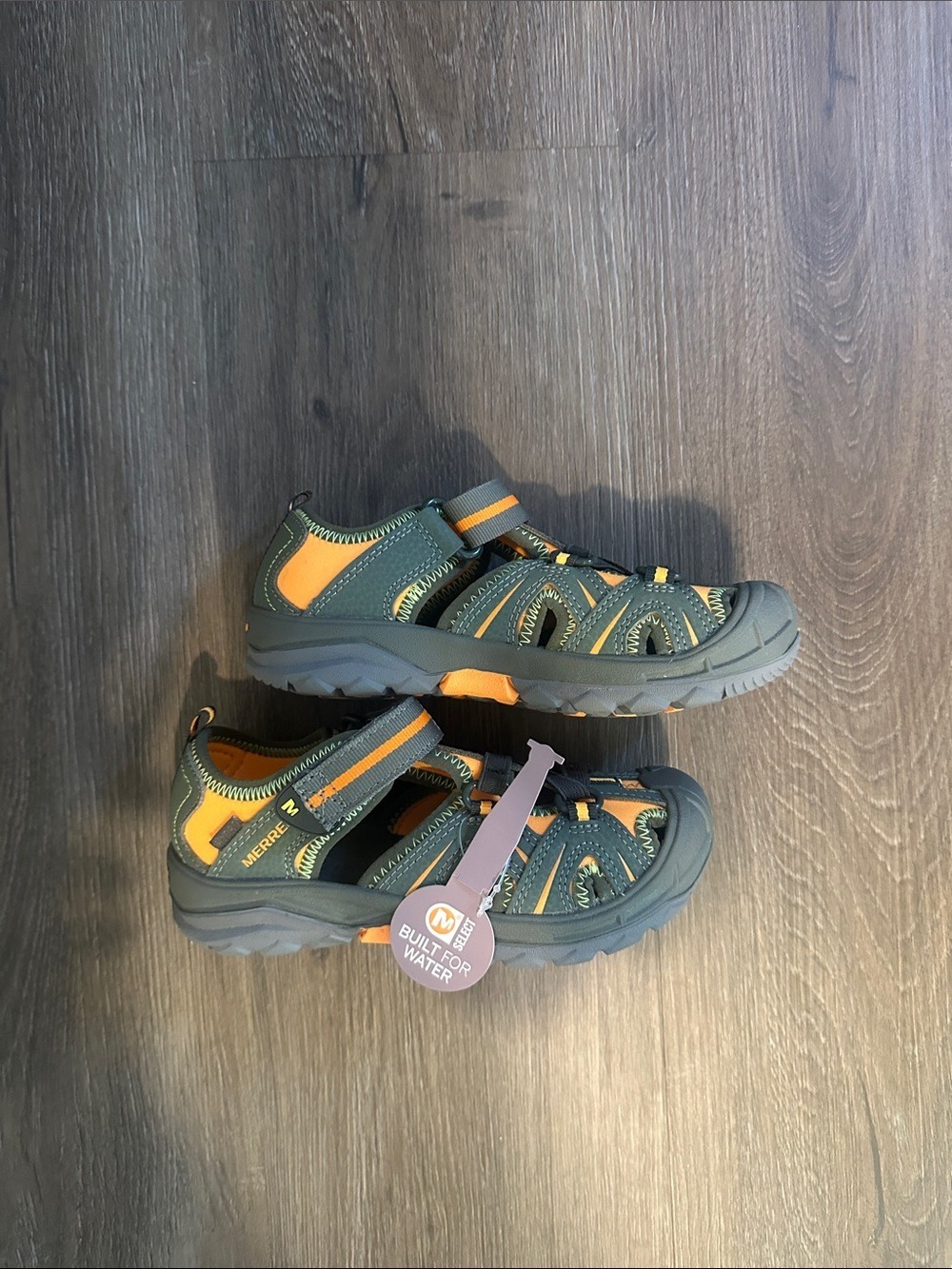 Merrell Kids' Orange and Olive Outdoor Sandals 13W